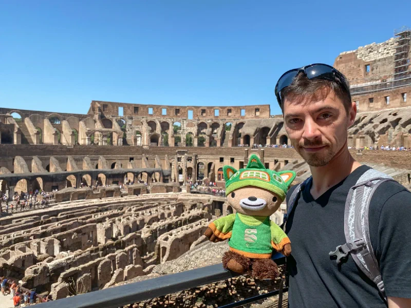 Sumi and Nicholas overlooking the Colosseum hypogeum