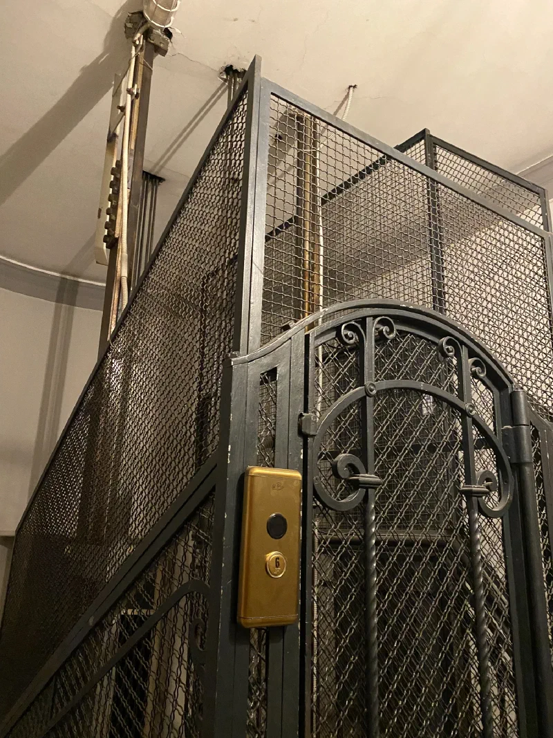 Old cage elevator in the Rome hotel