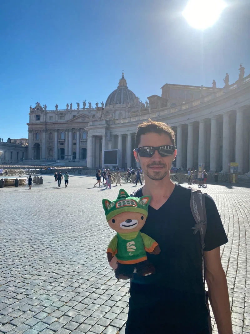 Sumi in St. Peter's Square with the basilica and colonnade