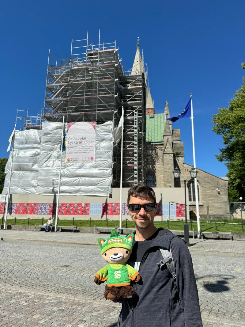 Nicholas with Sumi in front of St. Nicolai Church