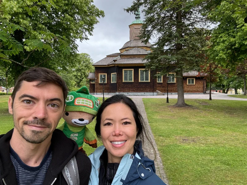 Nicholas and Pokin with Sumi at the church