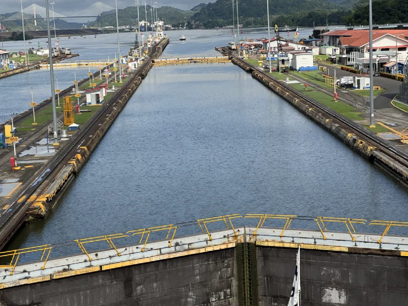 Looking down the lock chamber