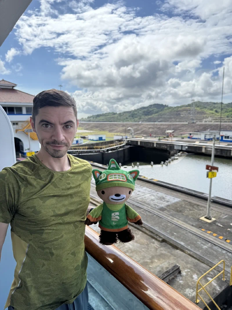 Nicholas and me near lock gates and control tower
