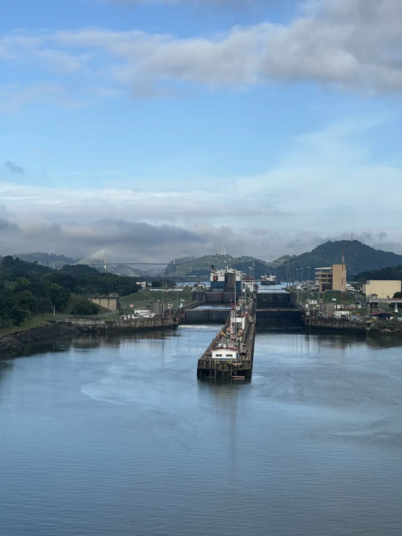 Lock system in the distance, Centennial Bridge on the horizon