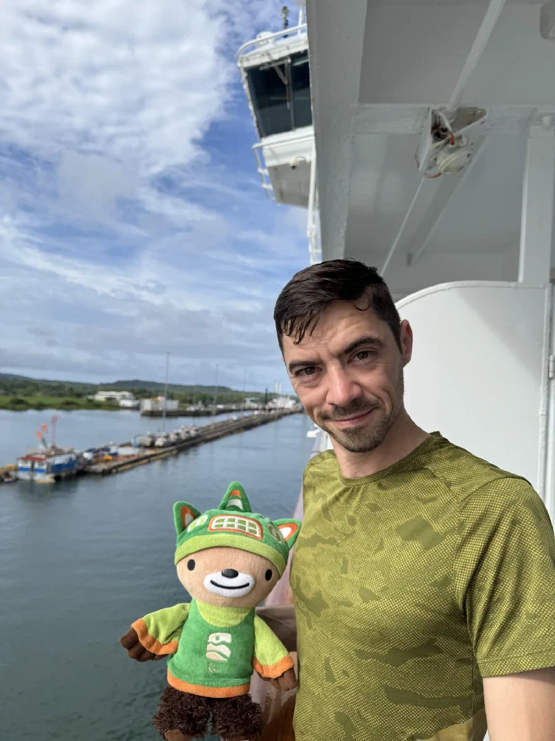 Nicholas and me on the balcony approaching the final locks