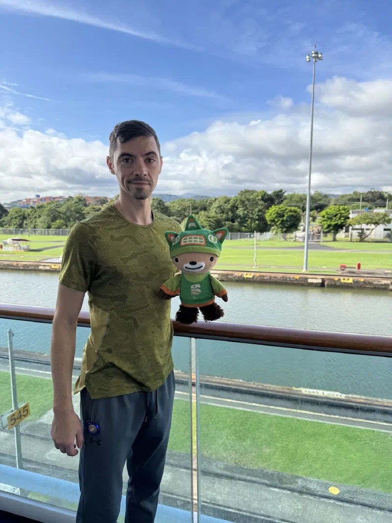 Nicholas and me passing through a green section