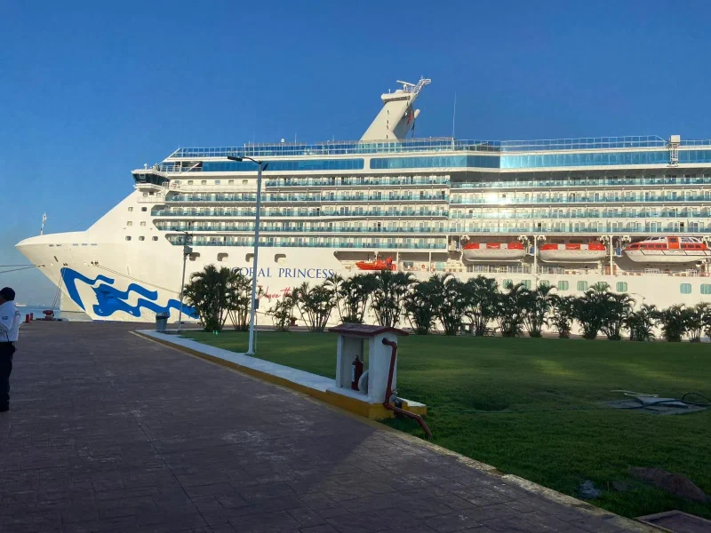 Coral Princess at port, golden hour