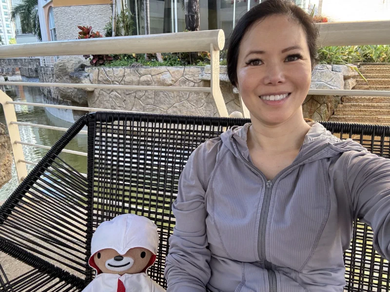 Pokin relaxing with me by the pool