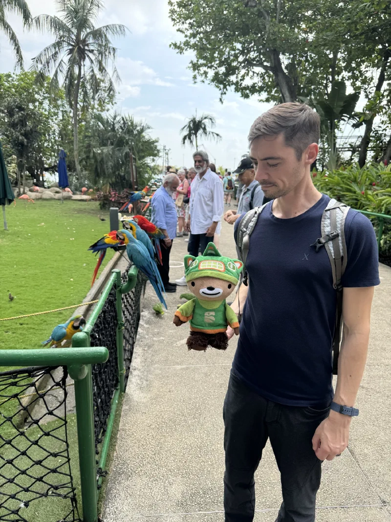 Nicholas and me near the macaws