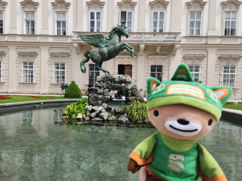 Sumi Bear at the Pegasus Fountain