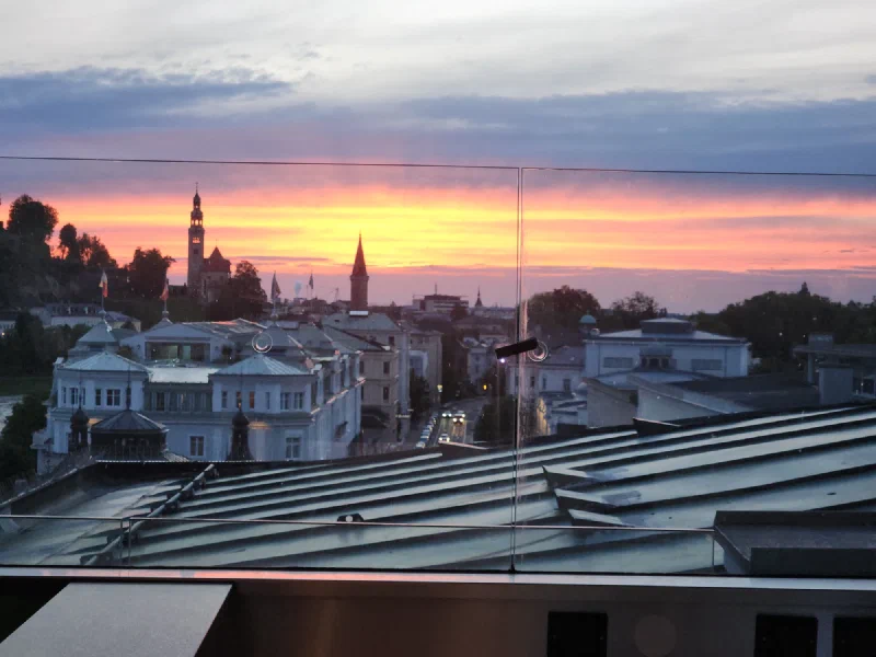 Vivid pink sunset over Salzburg