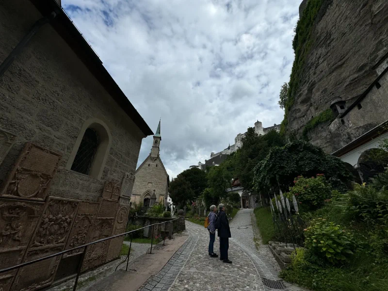 St. Peter's Cemetery path with fortress above