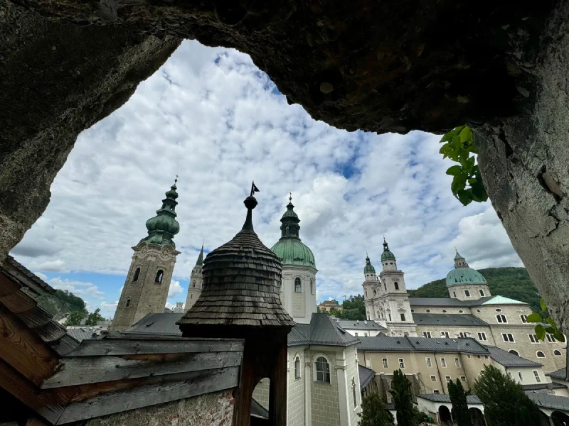 View from rocky opening over Salzburg