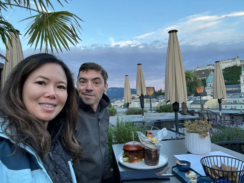 Nicholas and Pokin at the rooftop restaurant