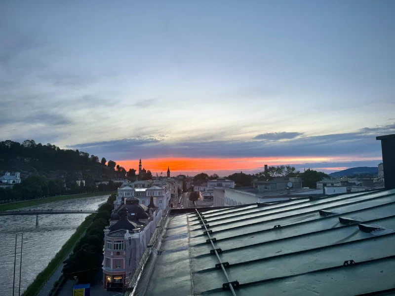 Sunset over the Salzach River