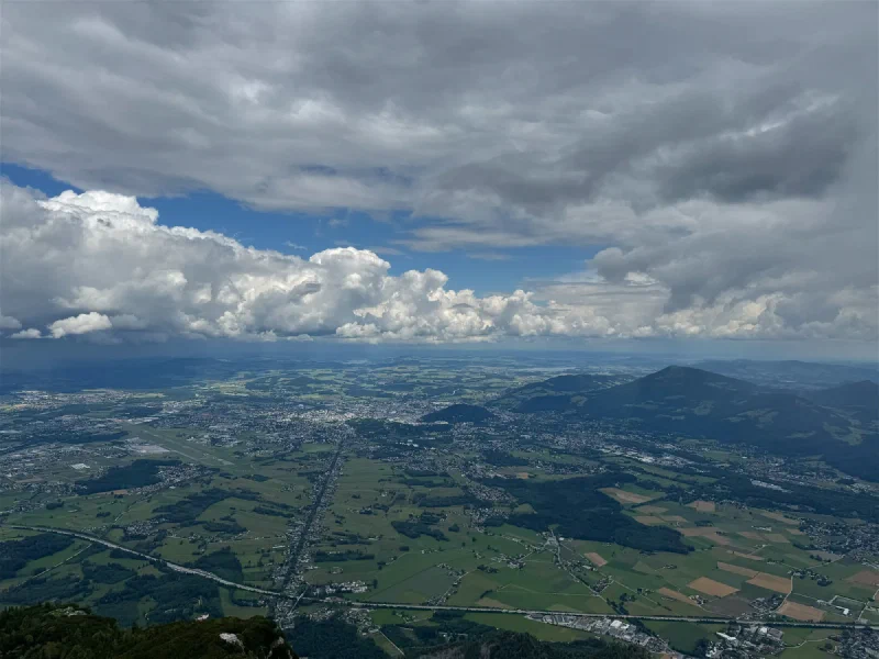 View from Untersberg summit looking north over the Salzburg basin