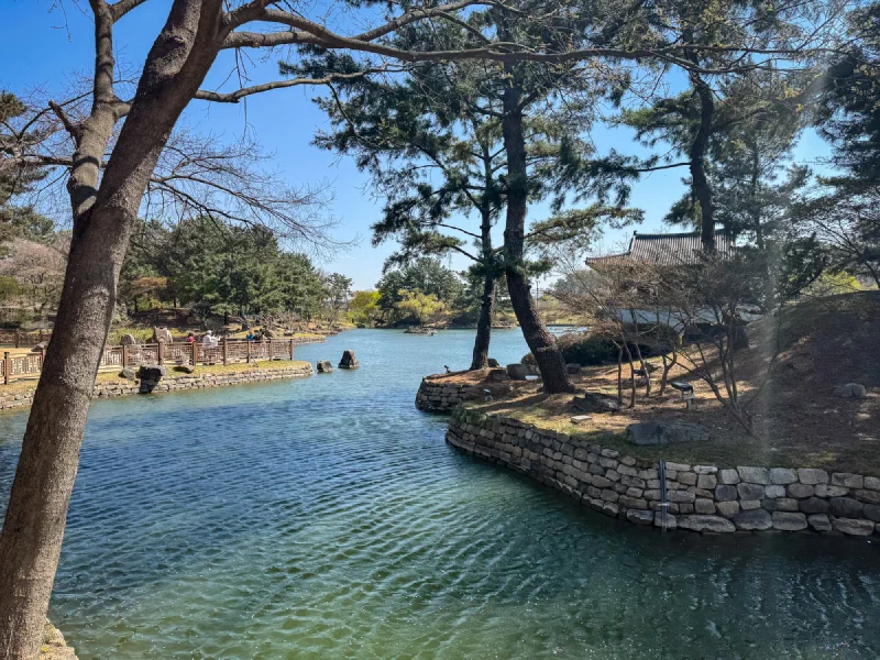 Wolji Pond with traditional pavilion