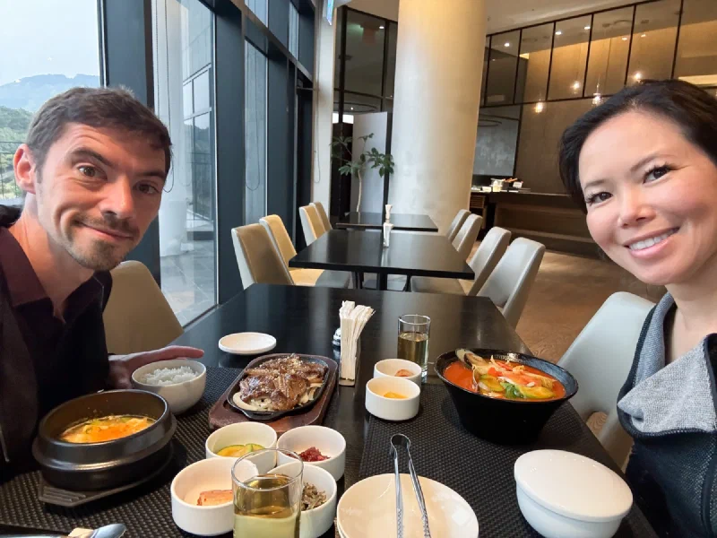 Korean dinner spread at the hotel restaurant