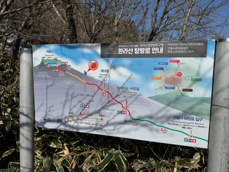 Gwaneum-sa trail map showing elevation profile