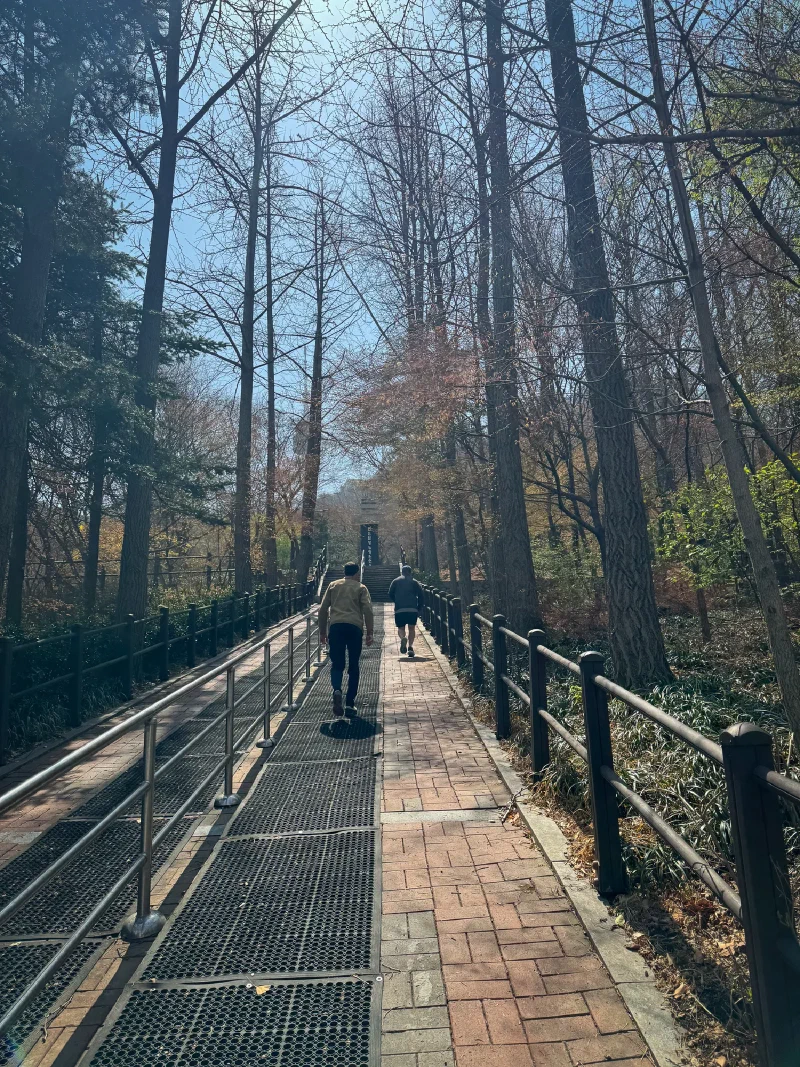 Walking up the trail to Namsan Tower