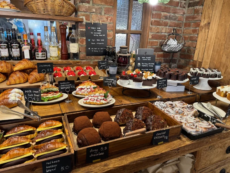 Beautiful pastry display at Queen's Bakery
