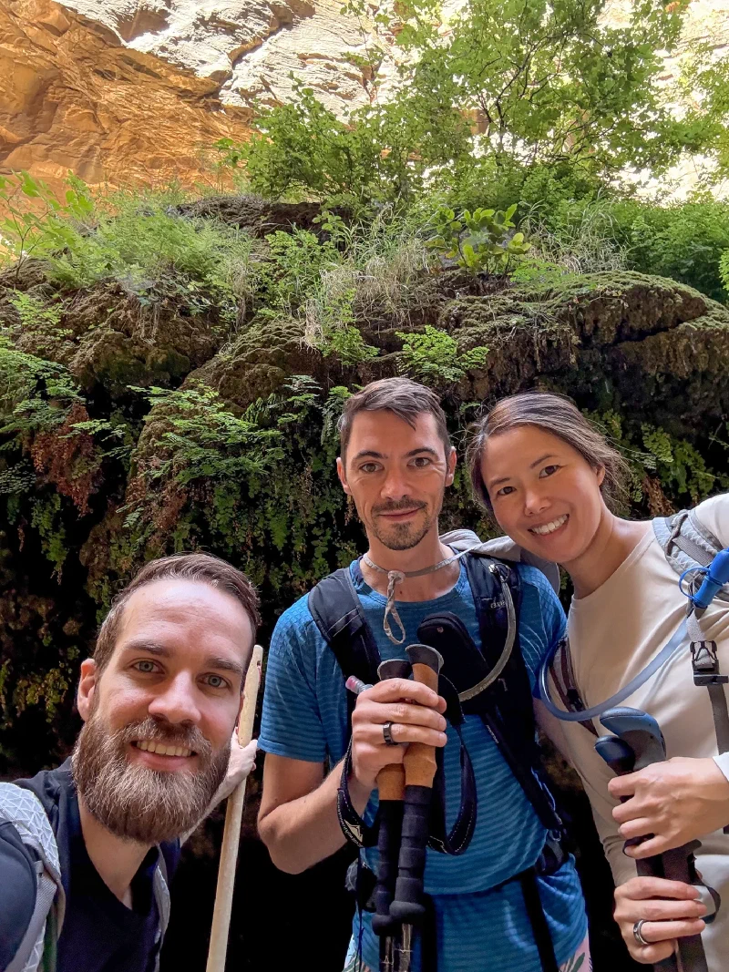 Trio at the mossy grotto