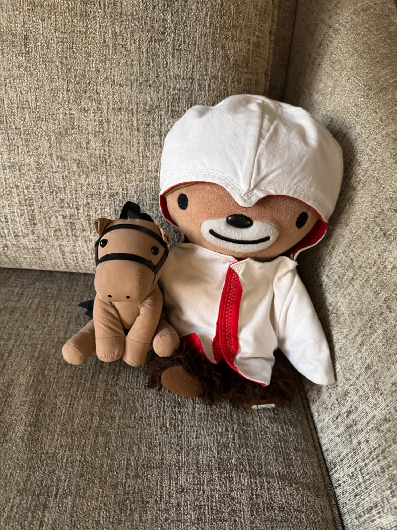 Sumi and Chestnut on the hotel couch