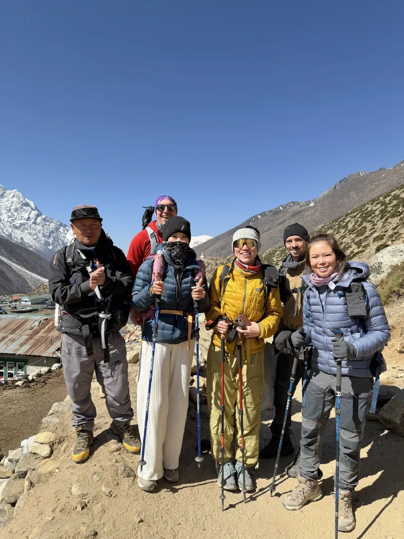 Group photo on the trail above Dingboche before splitting up