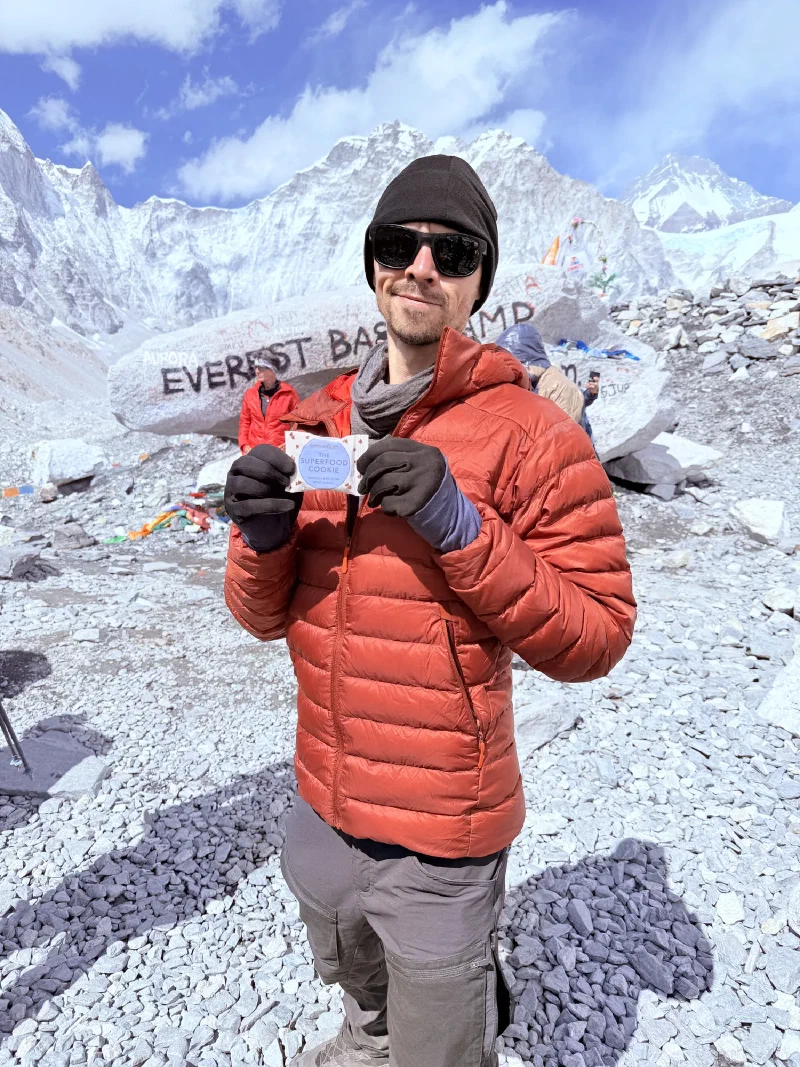 Nicholas holding a cookie at the EBC rock