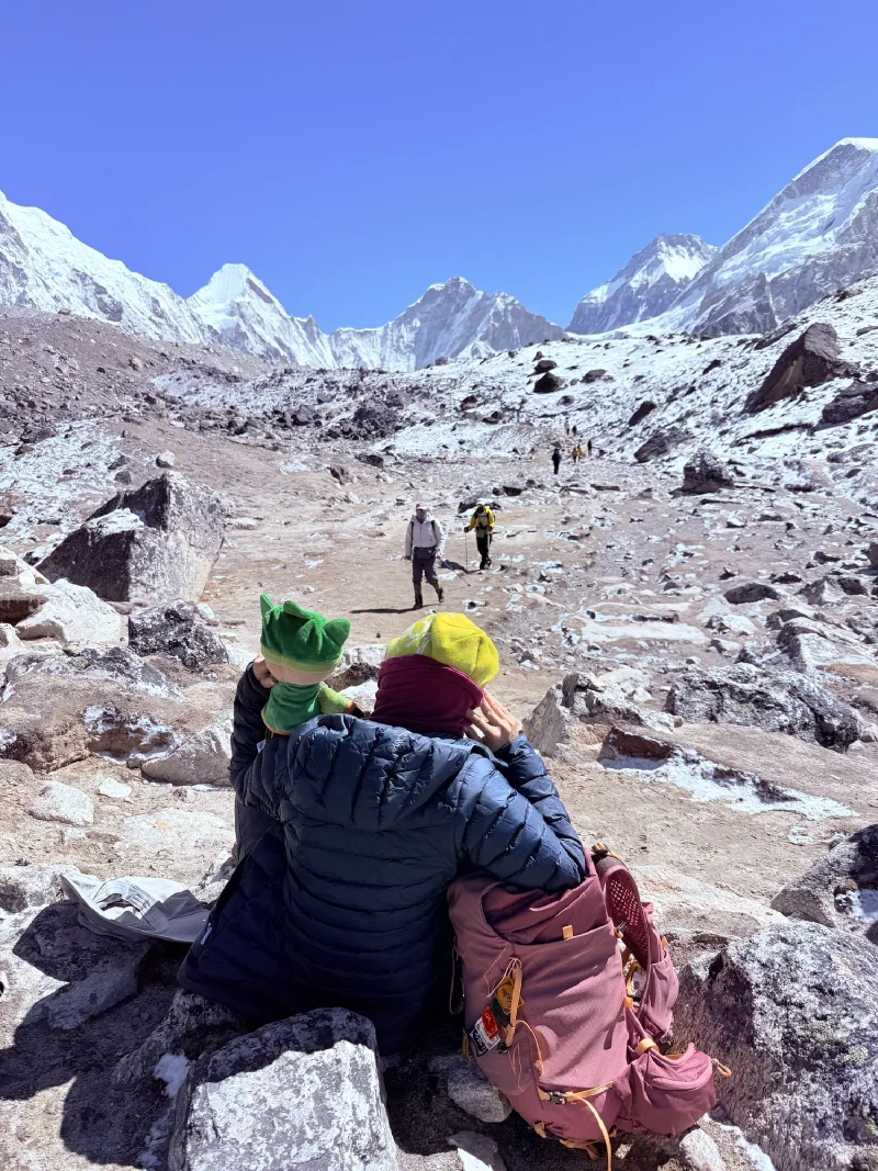 Po On and Sumi resting on the trail