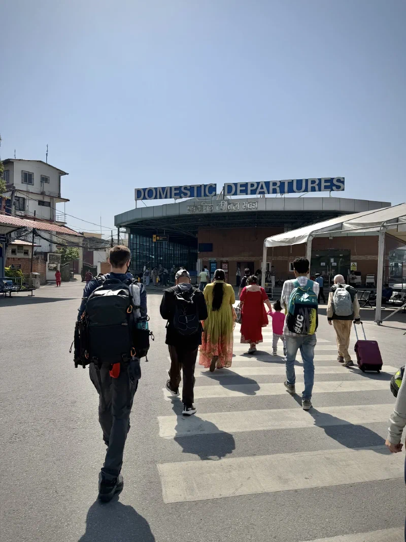 Walking into the Kathmandu Domestic Departures terminal