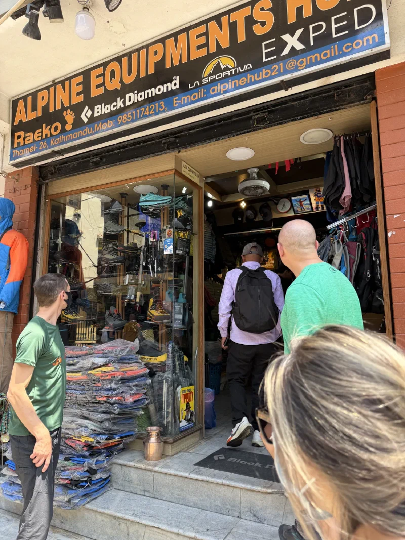 The group arriving at Alpine Equipments Hub in Kathmandu