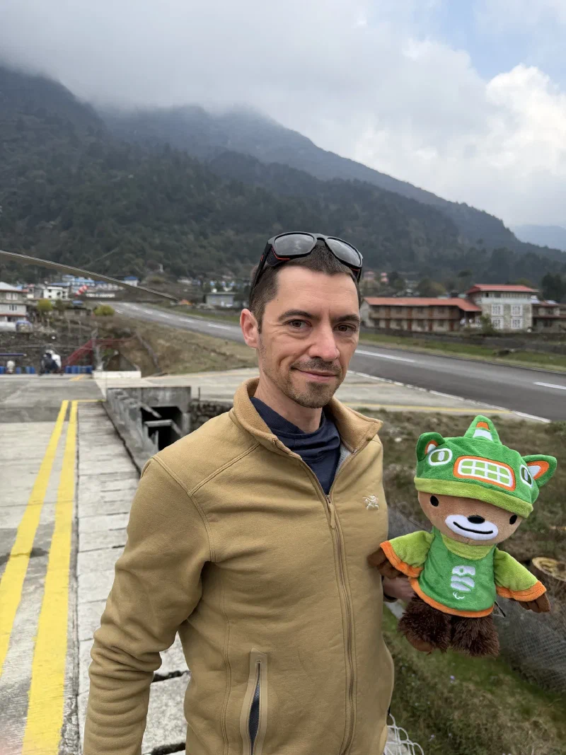 Nicholas and Sumi portrait at Lukla airport