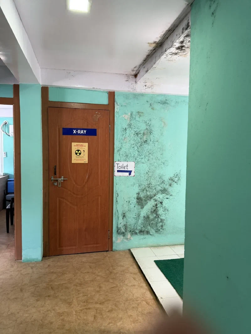 X-ray door and hallway inside the Namche hospital