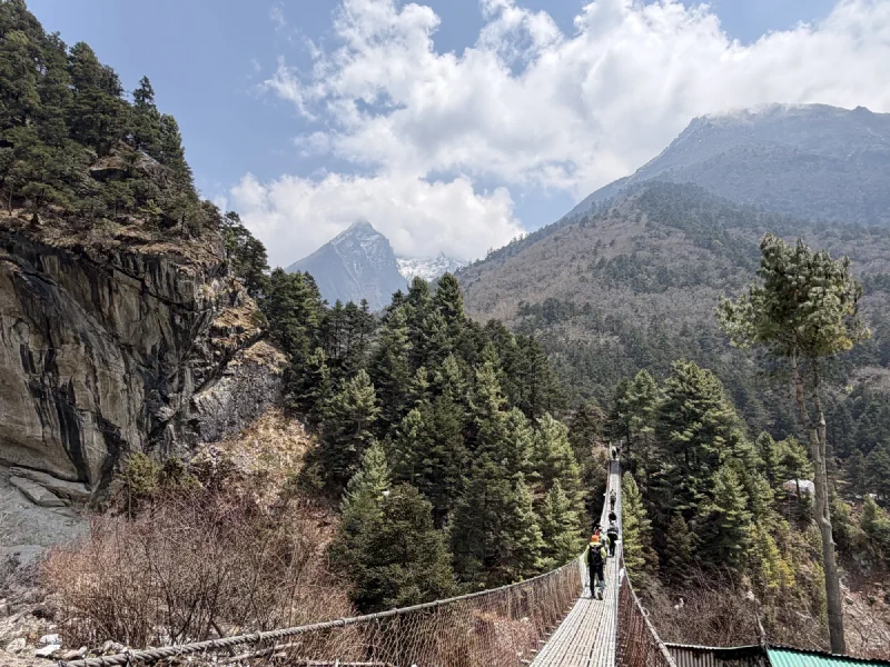 Suspension bridge with Ama Dablam