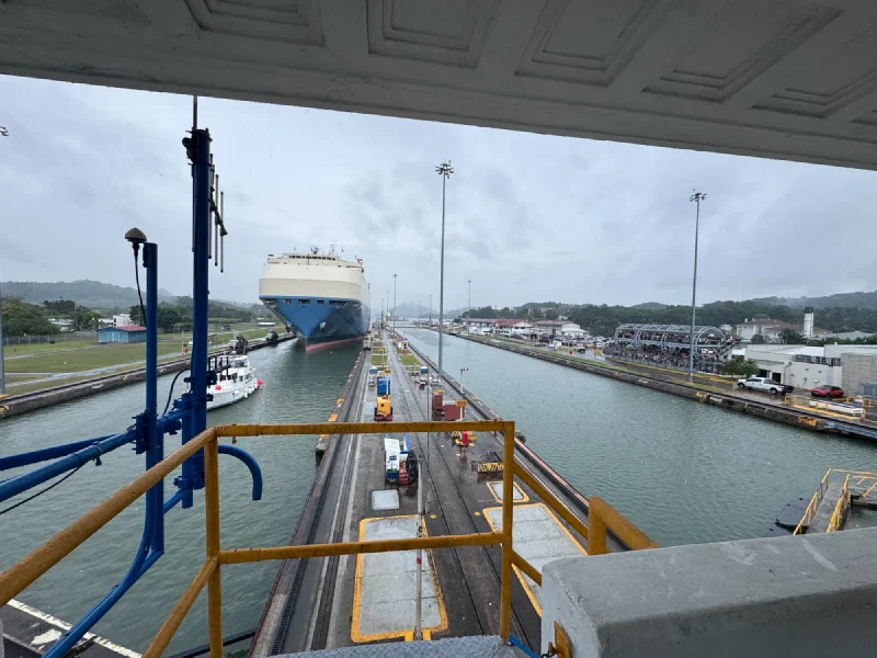 Ship transiting through the Miraflores Locks