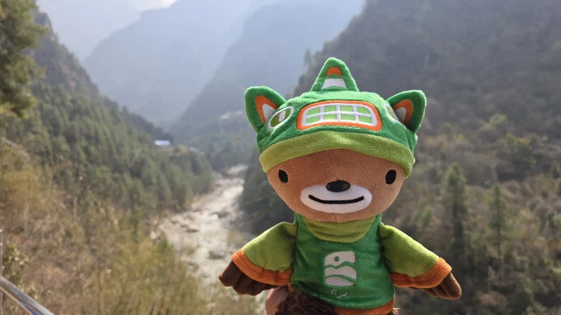 Sumi Bear overlooking the massive Dudh Koshi river valley