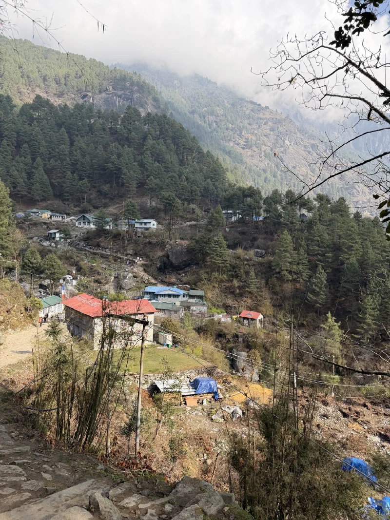 Wide valley view with villages and tin roofs on the hillside