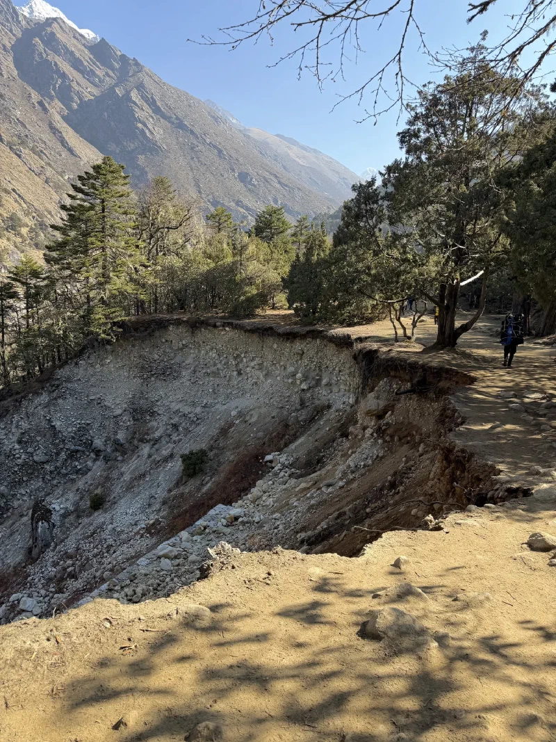 Eroded section of the trail with steep drop-off